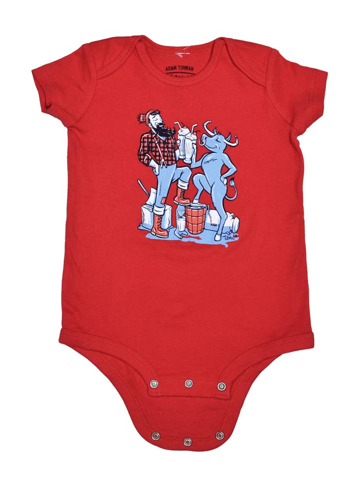 Adam Turman Artwork Co - Wholesale Onesie - Kids - Paul & Babe Cheers! Milkshake Onesie Red0