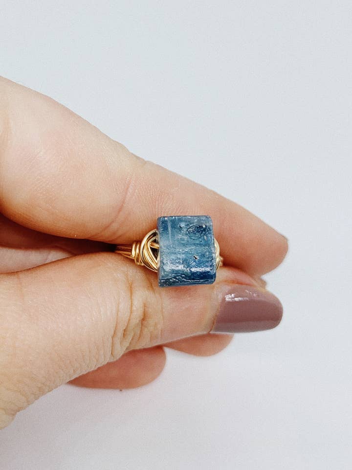 Wire Wrapped Ring | Blue Kyanite for wholesale by Eaarthbones Jewelry
