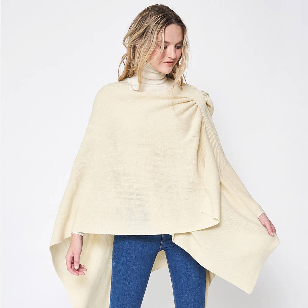 Sensibling Corp. – wholesale Poncho – Women's – Shoulder Strap Solid Ruana Poncho4