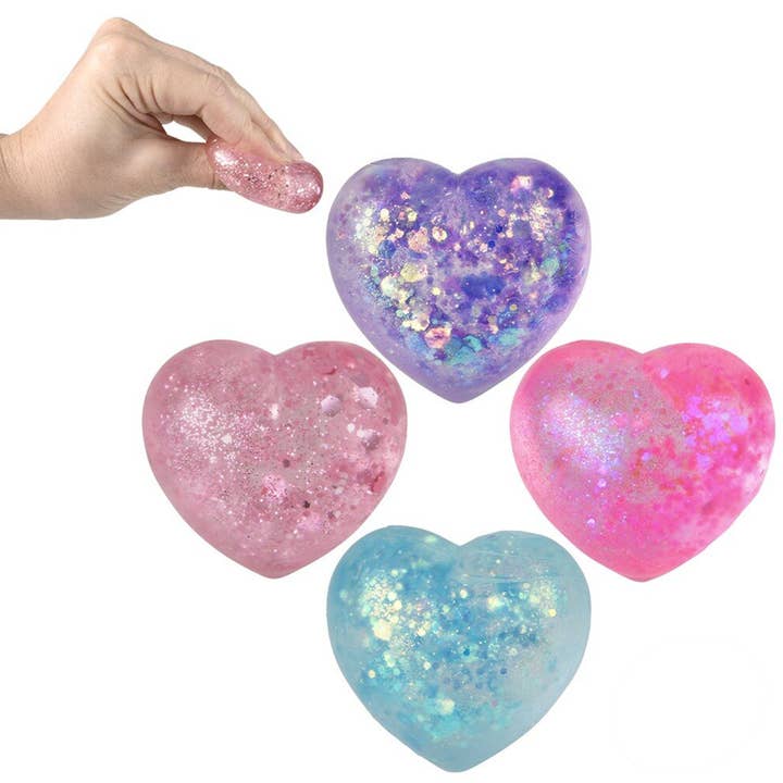 JSBlueRidge Toys - Wholesale Toy Set - Kids - Mini Squeezy Sparkle Heart Fidget Kids Toy- Assorted4