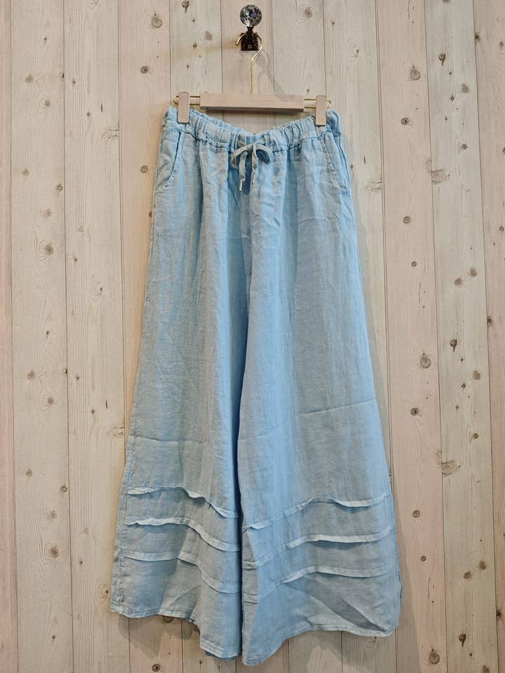 REF 5089 WIDE-LEG LINEN TROUSERS 100% for wholesale by Linen & More