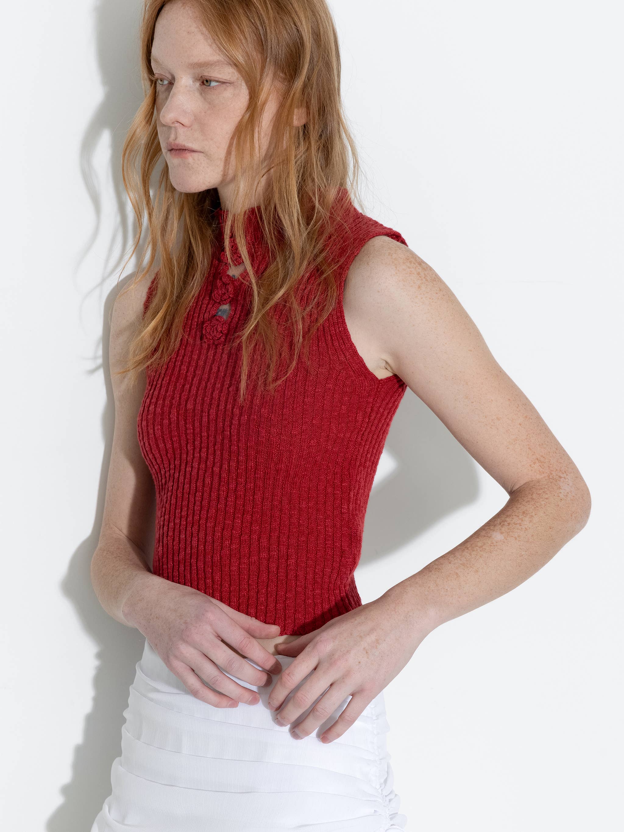 CUBIC - Venta al por mayor Camiseta sin mangas - Mujer - Top de punto sin mangas Flower 3D18