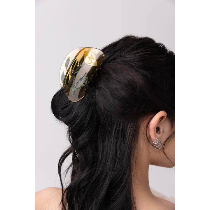 WINONA IRENE - Wholesale Hair Accessories Set - Women's - Buttercup Wild Flower Hair Claw Clip in Clear Yellow Acetate1