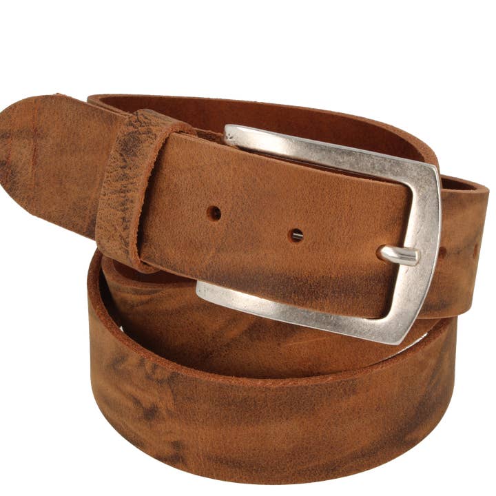Men's Novaho brown nougat leather belt for wholesale by MGM Design e.K.