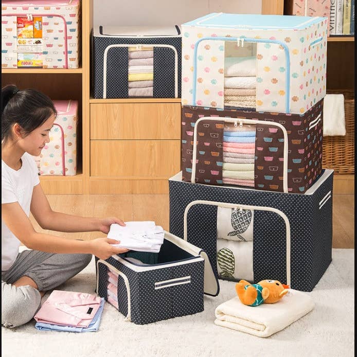 Stapelbare containerorganisatordekbed van Oxford-stof met stalen frame voor wholesale door VIGOR