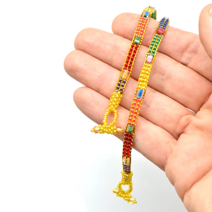 Dunitz & Company - Wholesale Beaded Bracelet - Skinny Metallic Rainbow Bracelets2