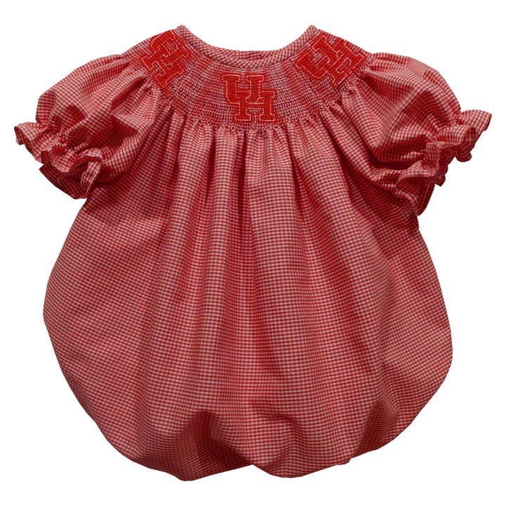 Houston System Smocked Gingham Girls Bubble for wholesale by Vive La Fete