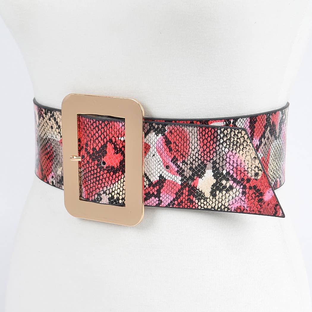 3AM BY H&D ACCESSORIES – Engroshandel Bælte - Dame – Multi Color Snake Talje Bælte3