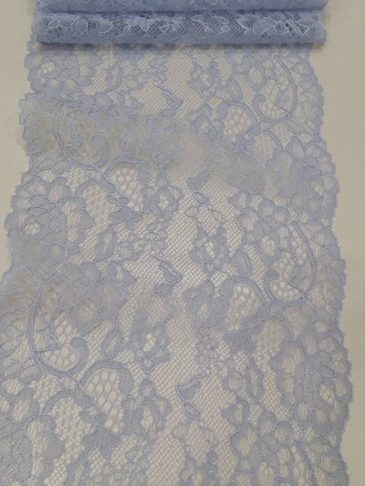 Light Blue Lace Trim, French Chantilly Bridal Lace for wholesale by Lace To Love