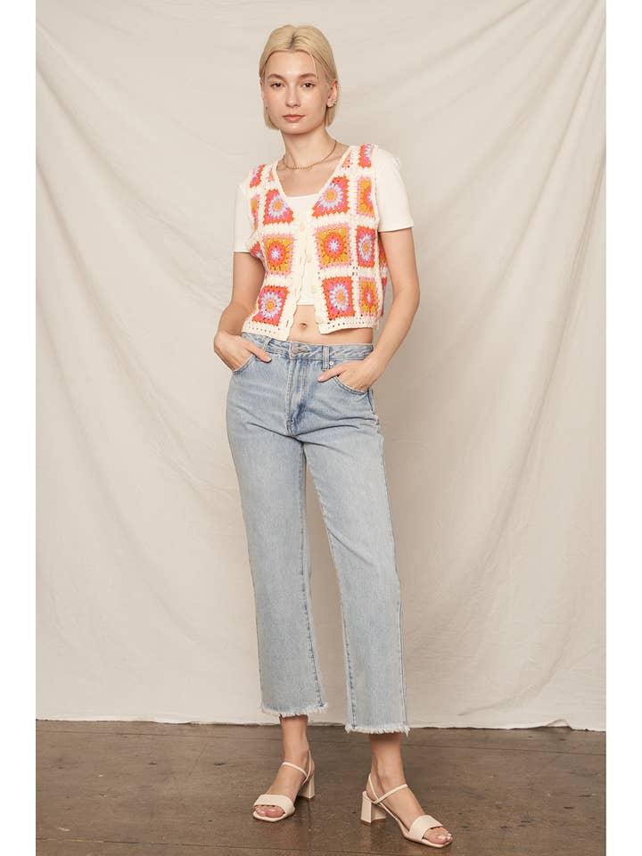 Multi Colored Multicolor Crochet Vest for wholesale on Faire5