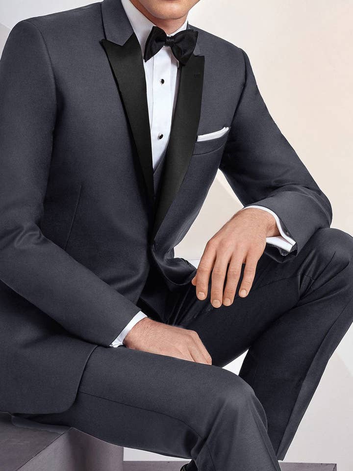 Milan stalen grijze smokingjas met piekspreid (apart verkrijgbaar) voor wholesale door Tux-USA®