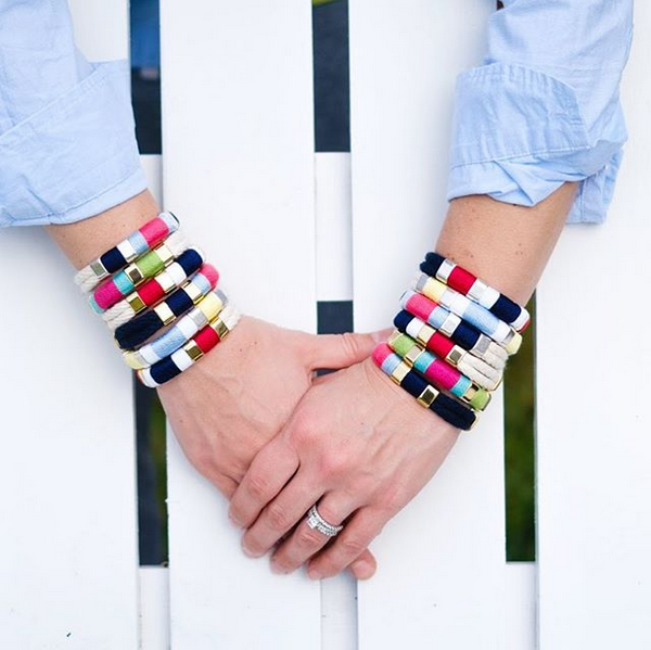 Allison Cole Jewelry - Wholesale Woven/Braided Bracelet - Newbury - Ivory/Yellow/White/Blue/Silver - Nautical Bracelet1