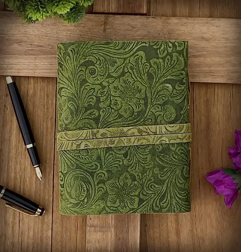 Jay mataji Handicrafts - Wholesale Journal/Diary - Green Leather Journal - Antique Handmade Deckle Edge Vintage2