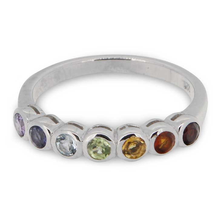Culture Spot – Großhandel Mehrsteinige Ringe – Chakra-Ring aus Sterlingsilber mit Edelsteinen2