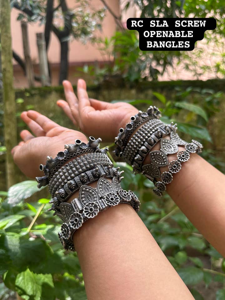 Set of 5 pc Indian Oxidized Rajasthani kada designer bangles for wholesale by REAAAN COLLECTIONS