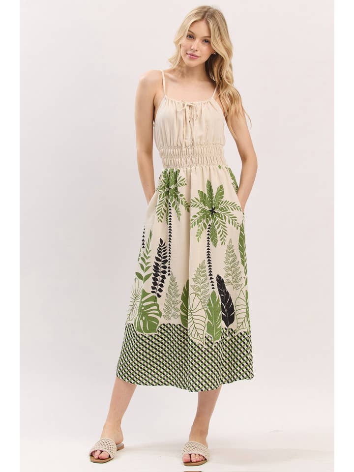 Final Touch – Vestido - Mulher por atacado – Vestido Midi com Detalhe de Smok na Cintura - VND40906C7