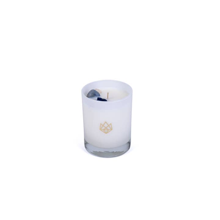 Aluminate Life - Wholesale Jar/Filled Candle - Affirmation Intention Setting Sodalite Crystal Candle