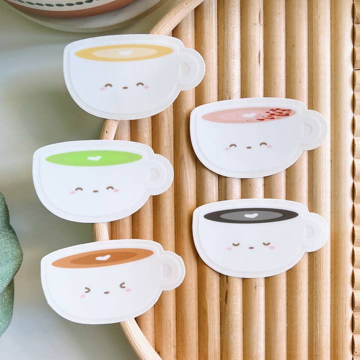 Matcha Paper Co. – wholesale Sticker – Latte Cups Clear Vinyl Stickers5