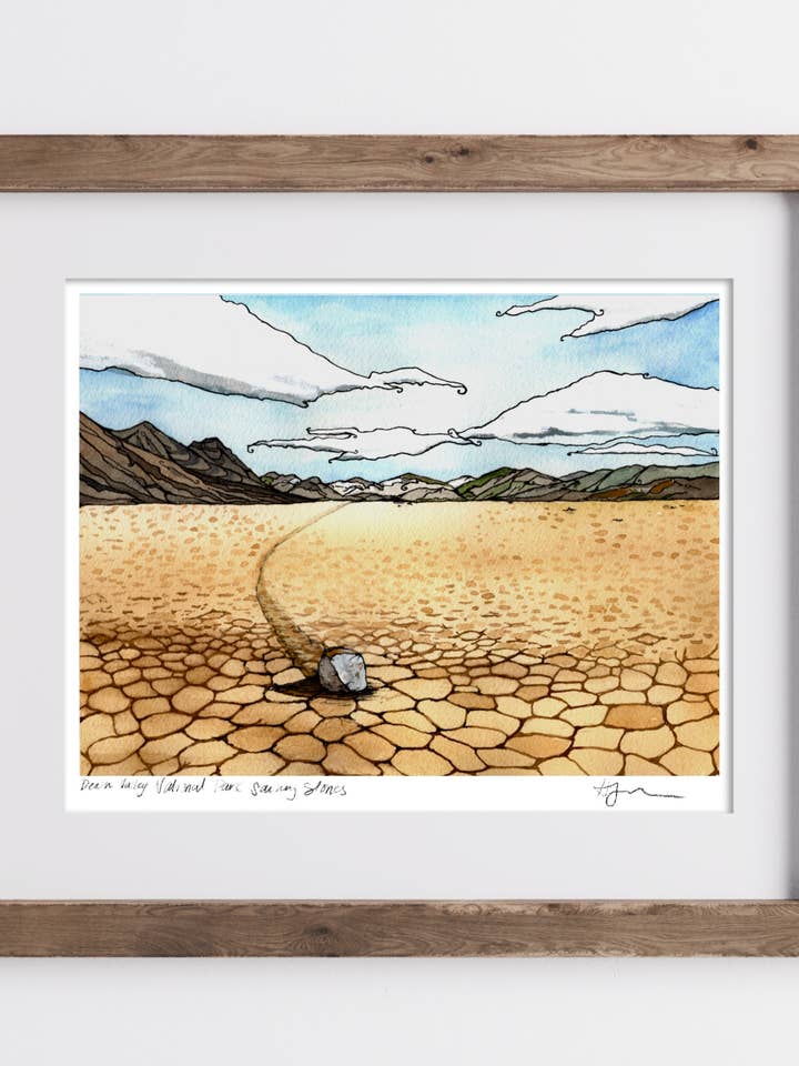 Death Valley National Park - Sailing Stone - Bordered Print- Archival Matte Paper- Hand Titled and Signed e for wholesale by Heidi Garner Studio