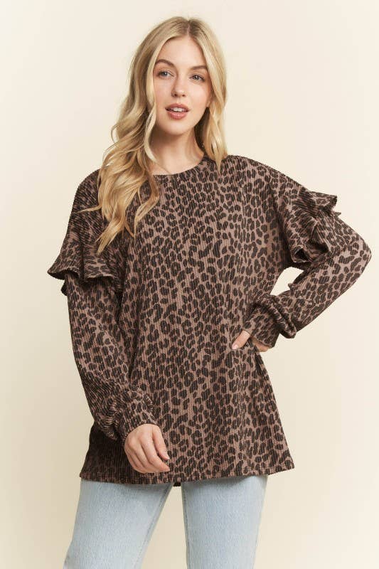 HEIMISH - Wholesale Tunic - Women's - ET7972-11 LONG RUFFLE SLEEVE ANIMAL TOP8