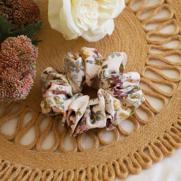 Garden Chiffon Scrunchie for wholesale by Wild Rose Accessories
