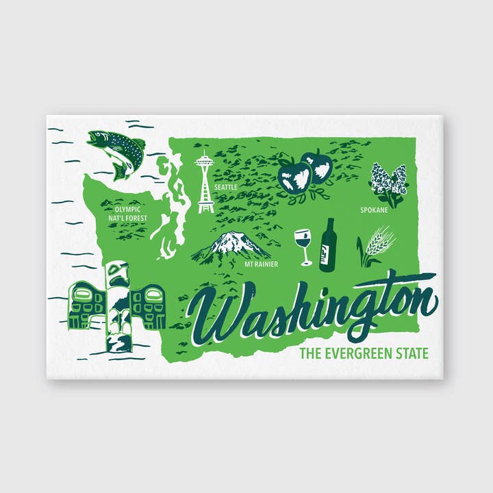 Pike Street Press - Wholesale Postcard - Evergreen WA Map Postcard0