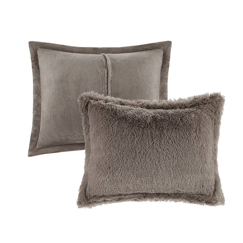 Olliix - Wholesale Bedding Set - Shaggy Fur 3-Piece Comforter or Duvet Cover Set, Grey8