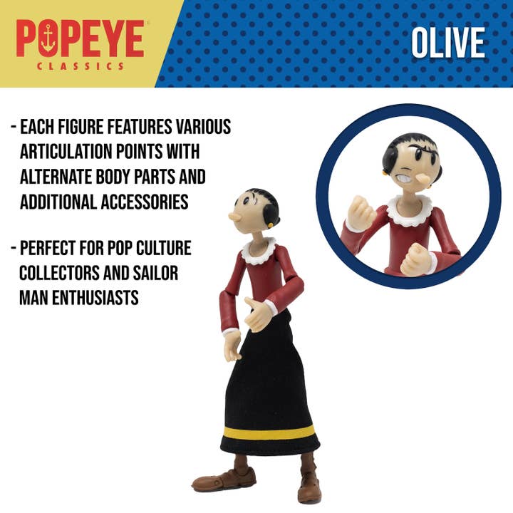 Boss Fight Studio Llc - Wholesale Figurine Toy - Kids - Popeye Classics Action Figure: Olive Oyl4
