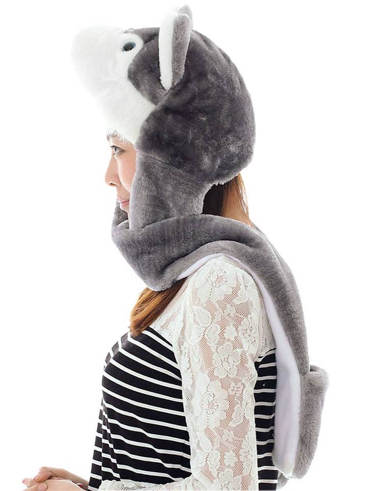 ASSORTED Animal Pals Fuzzy Plush Hat With Long Ear Flaps for wholesale on Faire3