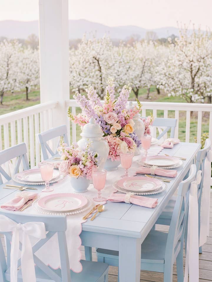 Blush Bow Keramisk Tallerkensæt (Sæt af 4) for engroshandel hos Pearly Peach