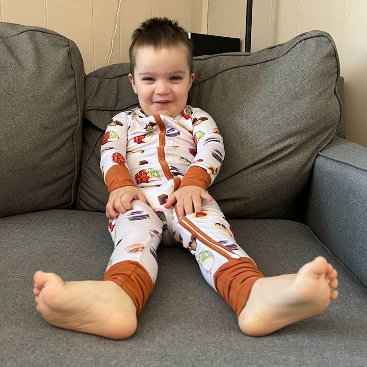 Buffalovely - Wholesale Sleepwear Set - Kids - Buffalo Foodie Favorites Bamboo Pajamas- Full Zip Romper1