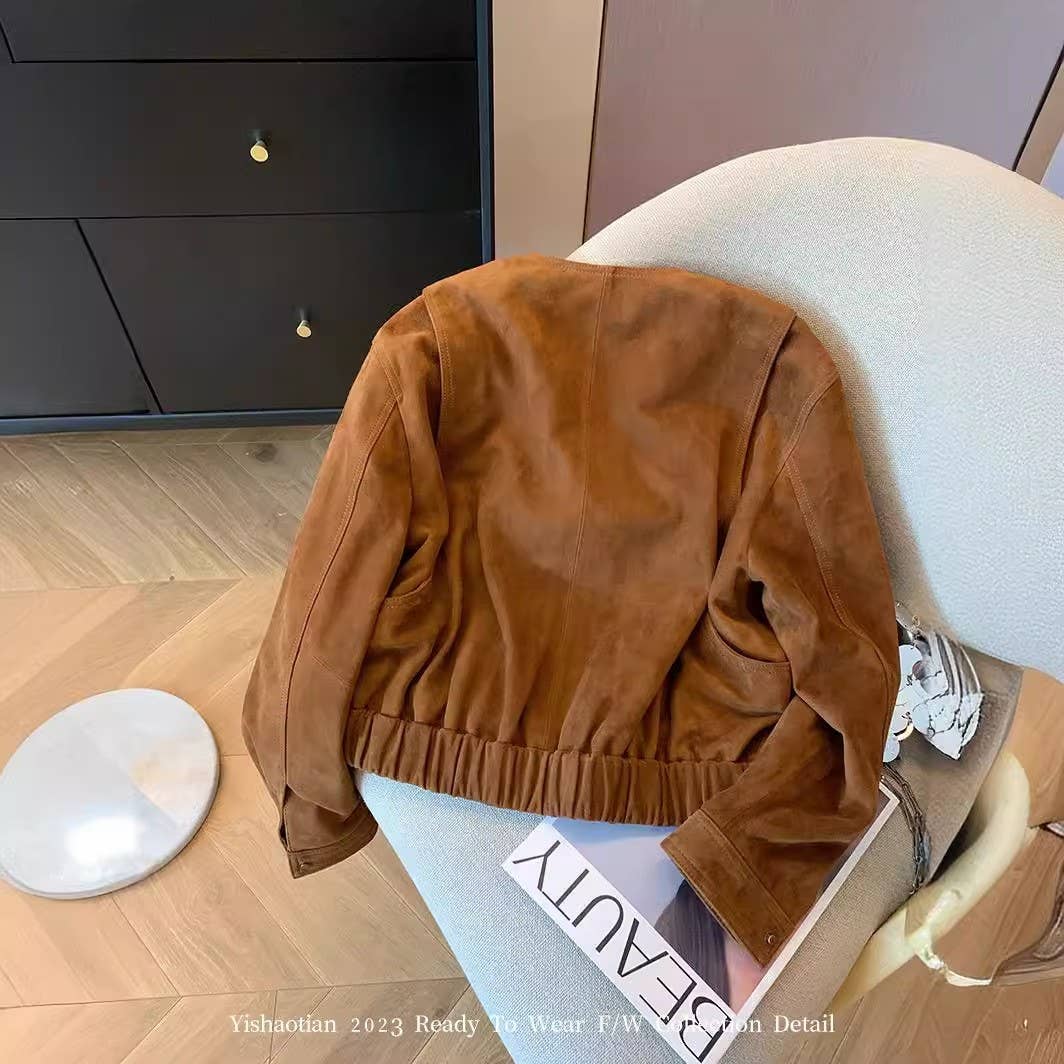 Brown Lockere, lässige Kurzjacke mit Taschen für den Großhandel auf Faire2