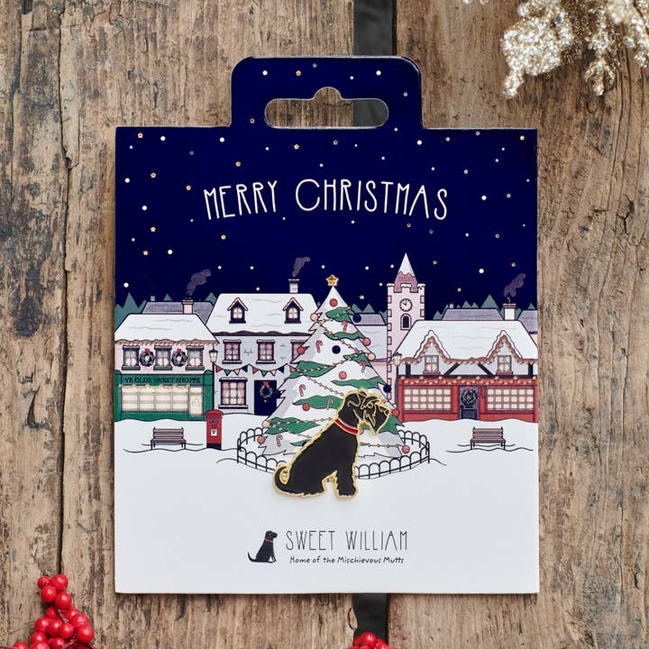 Épingle de Noël Chien - Schnauzer noir pour la vente par Sweet William Designs