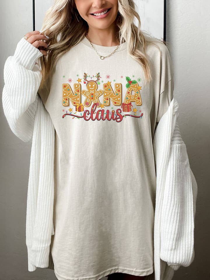 Overhemd met peperkoek voor Nana Claus, Nana Claus-shirt voor Kerstmis voor wholesale door SONDO DESIGN LTD