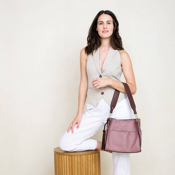 Jen & Co. - Wholesale Shoulder Bag - Women's - M1867 Lyla 2-in-1 Bucket Bag w/ Guitar Strap