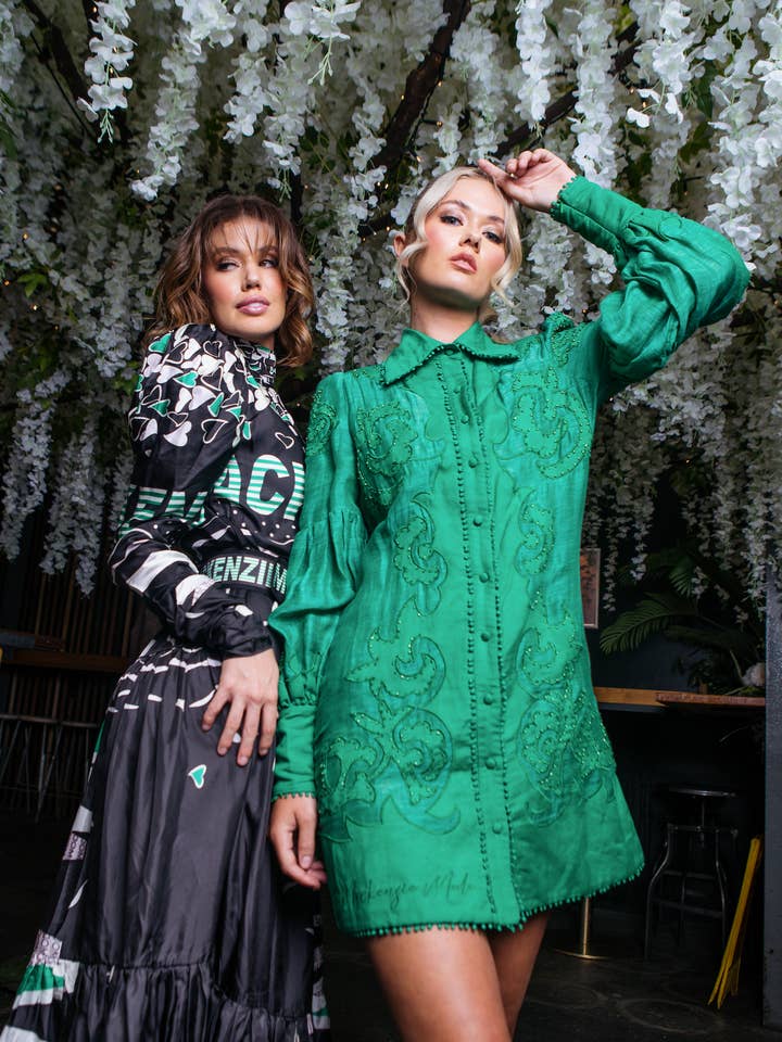 MACKENZIEMODE - Wholesale Dress – Women's - Branching out Mini Dress - Emerald1