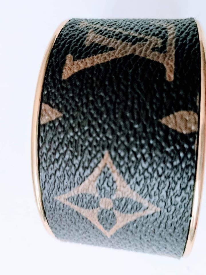 Classic Monogram & Gold - Up-Cycled Bangle Cuff for wholesale by Contagious Couture