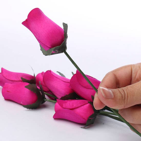 Factory Direct Craft - Wholesale Artificial Flowers - Bouquet of Wood Rose Bud Stems (8 Stems ) - Select Color5