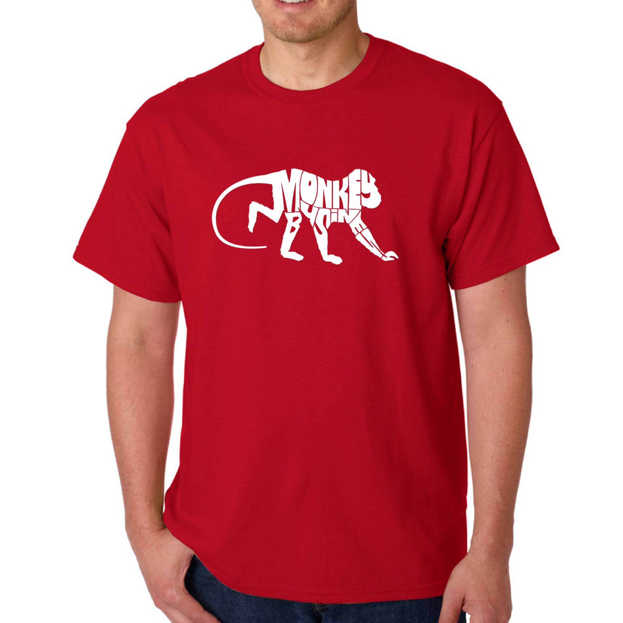 LA Pop Art – Großhandel T-Shirt mit Siebdruck – Herren – LA Pop Art Herren-T-Shirt „Monkey Business“6