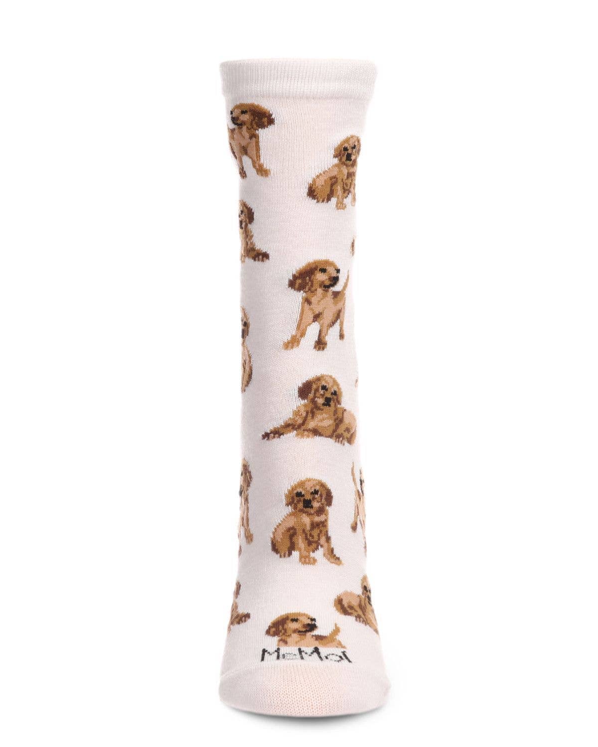 Marshmallow Golden Retriever Crew Socks for wholesale on Faire2