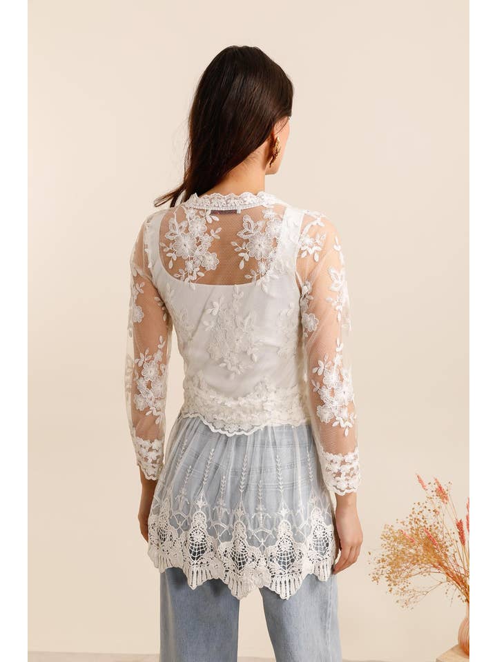 CHOKLATE PARIS - Wholesale Outerwear Vest - Women's - Floral lace bolero vest - 806506