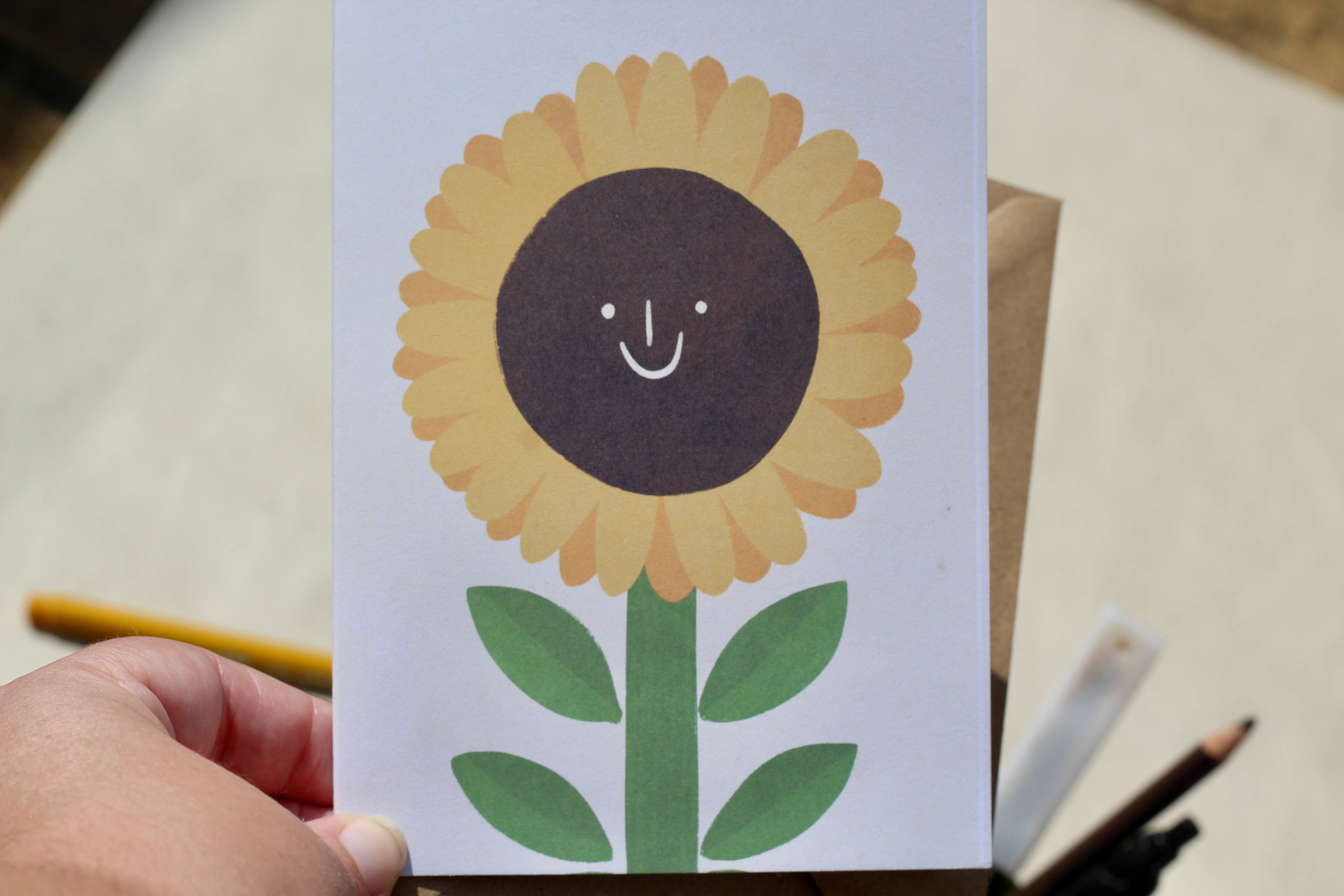 Josie Makes Stuff - Wholesale Everyday Greeting Card - Sunflower - Friendly Smile art card 2