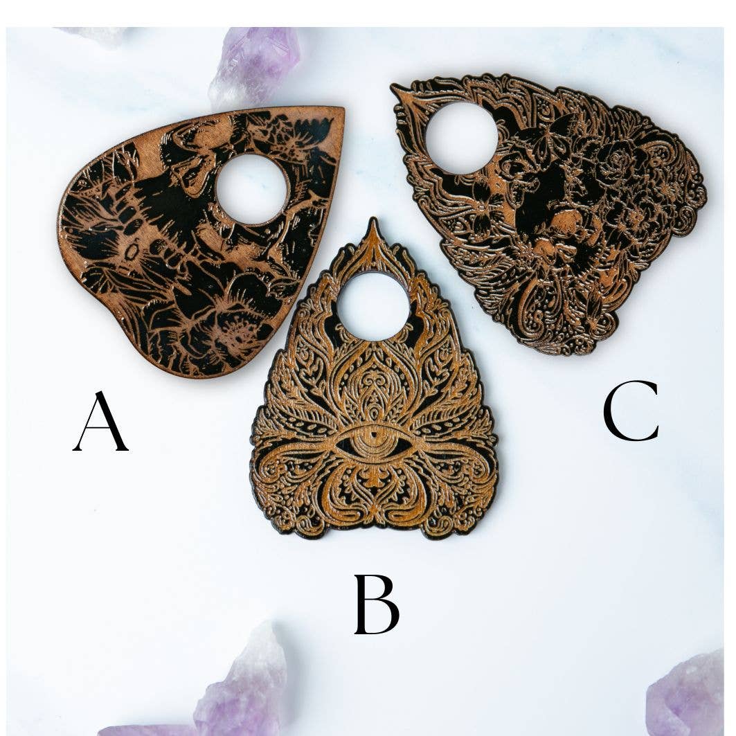 Ink and Flowers Designs - Wholesale Spirit Board - Floral Skull Spirit Board Black0