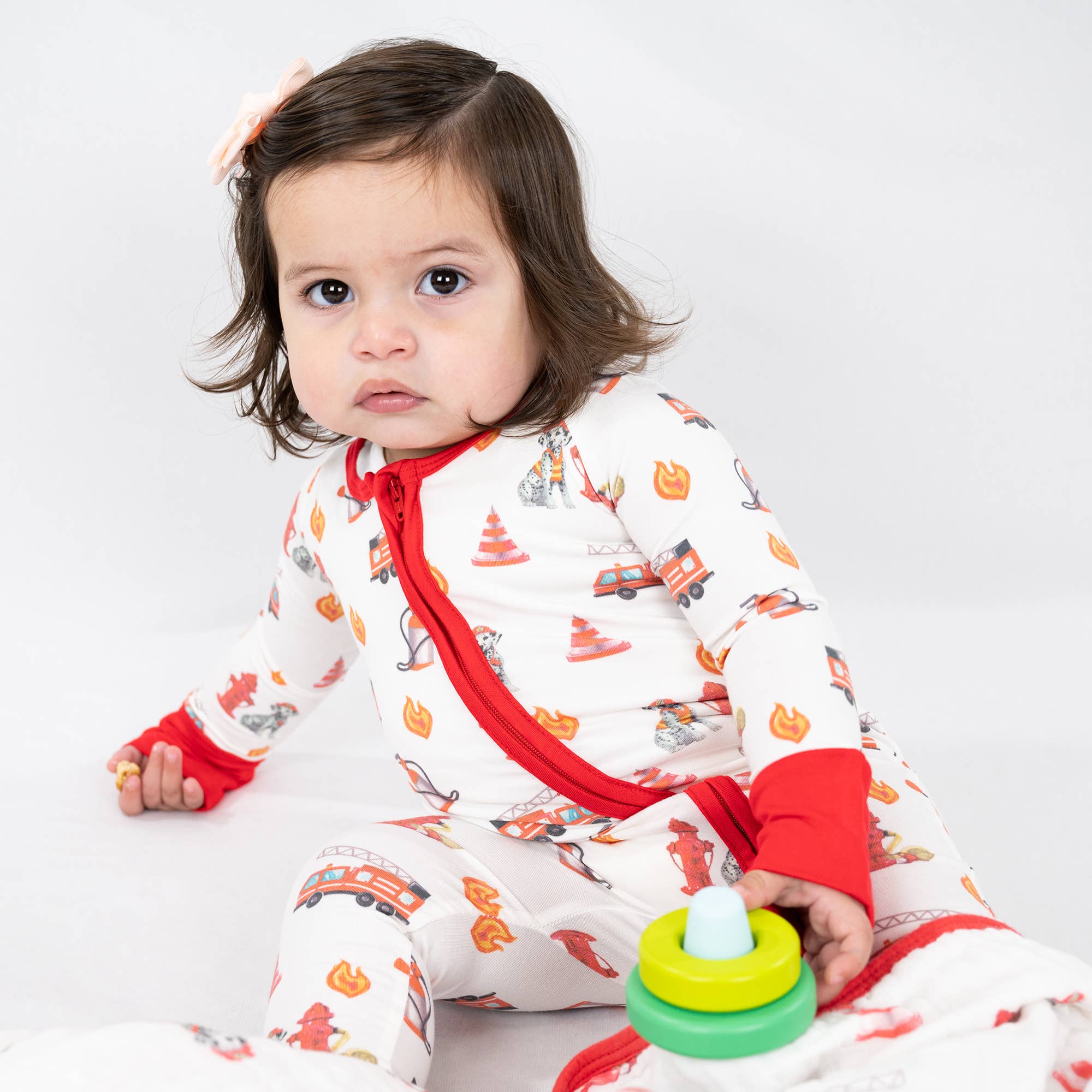 LollyBanks - Wholesale Sleepsuit - Baby - Firehouse Fido Baby Bamboo Pajamas, 2-Way Zipper Romper 7