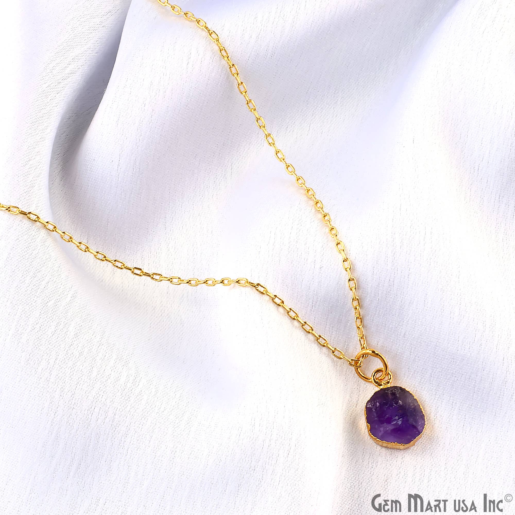 GemMartUSA - Wholesale Pendant/Charm Necklace - Rough Gemstone 16x10mm Gold Electroplated Single Bail Charm43