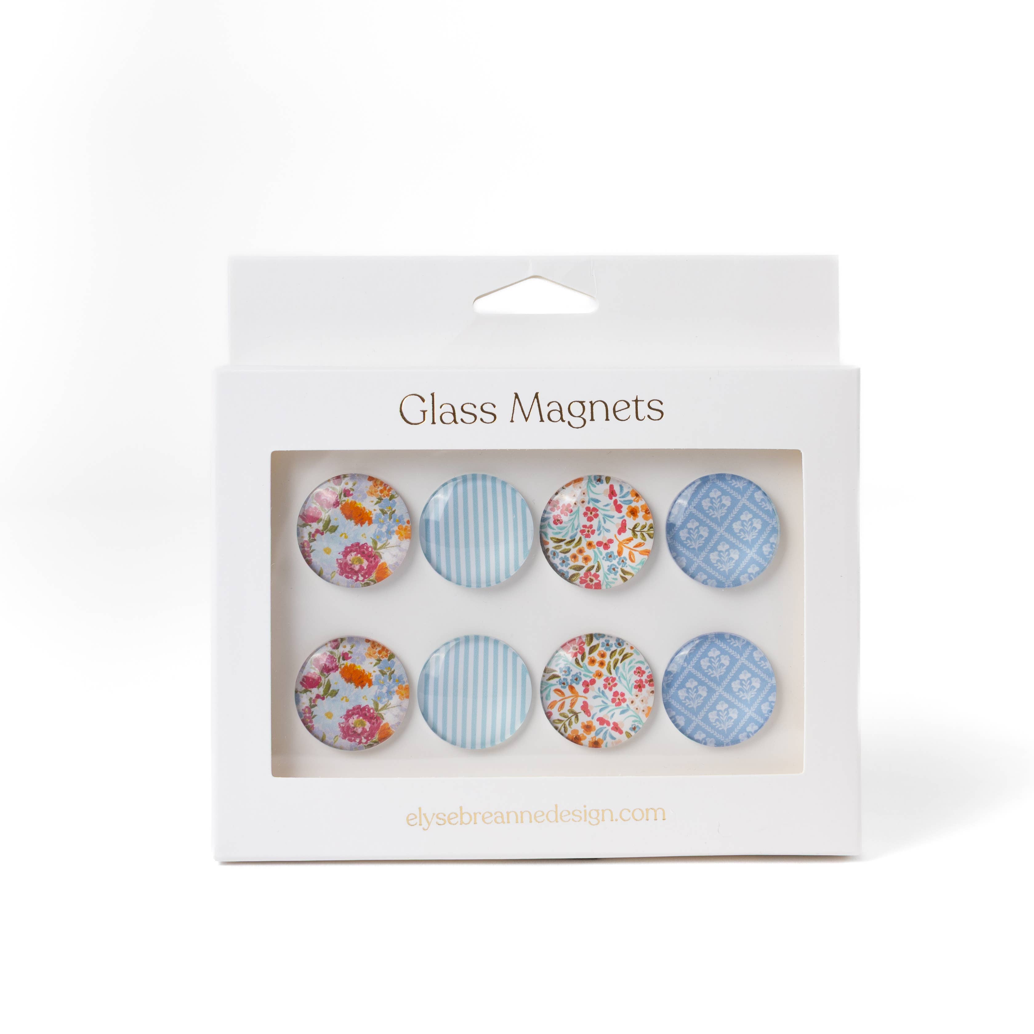 Elyse Breanne Design - Wholesale Magnet - Glass Magnets, Box Set of 8 Floral Magnets1