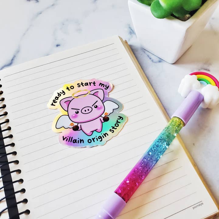 Muijistudio - Wholesale Sticker - Villain Origin Story Piggy Sticker | Piglet Pig Animal decal