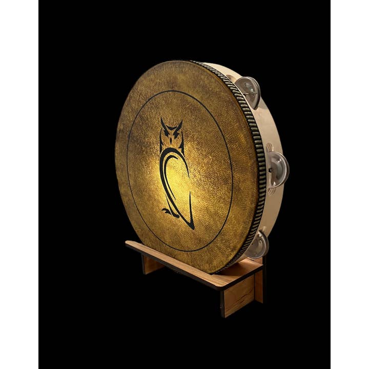 inRhythm - Wholesale Sculpture - 10" Owl Tambourine w/optional illuminated Display Stand2