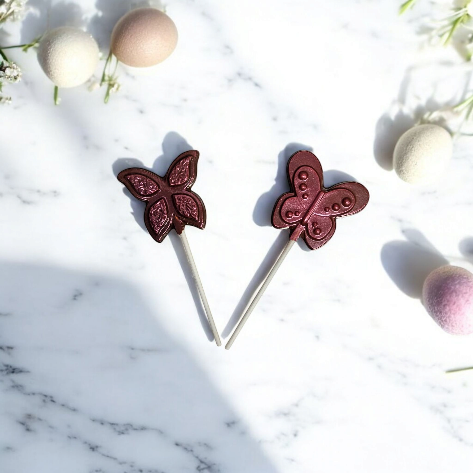 J. Patrice Chocolate Studio - Wholesale Chocolate - Butterfly Chocolate Lollipop 1