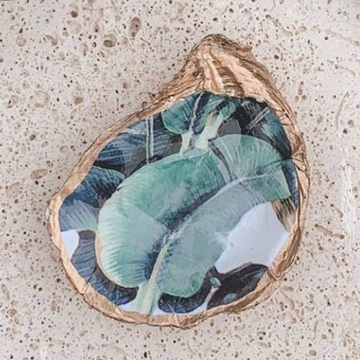 Prato de Jóias Artesanal em Folha de Banana com Borda Dourada por atacado de Kcrookdesign